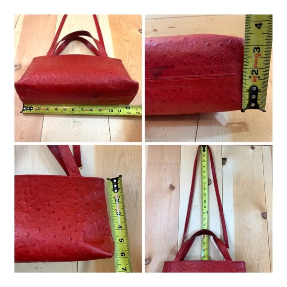 Tanner red leather ostrich pattern bag purse - Picture 14 of 14